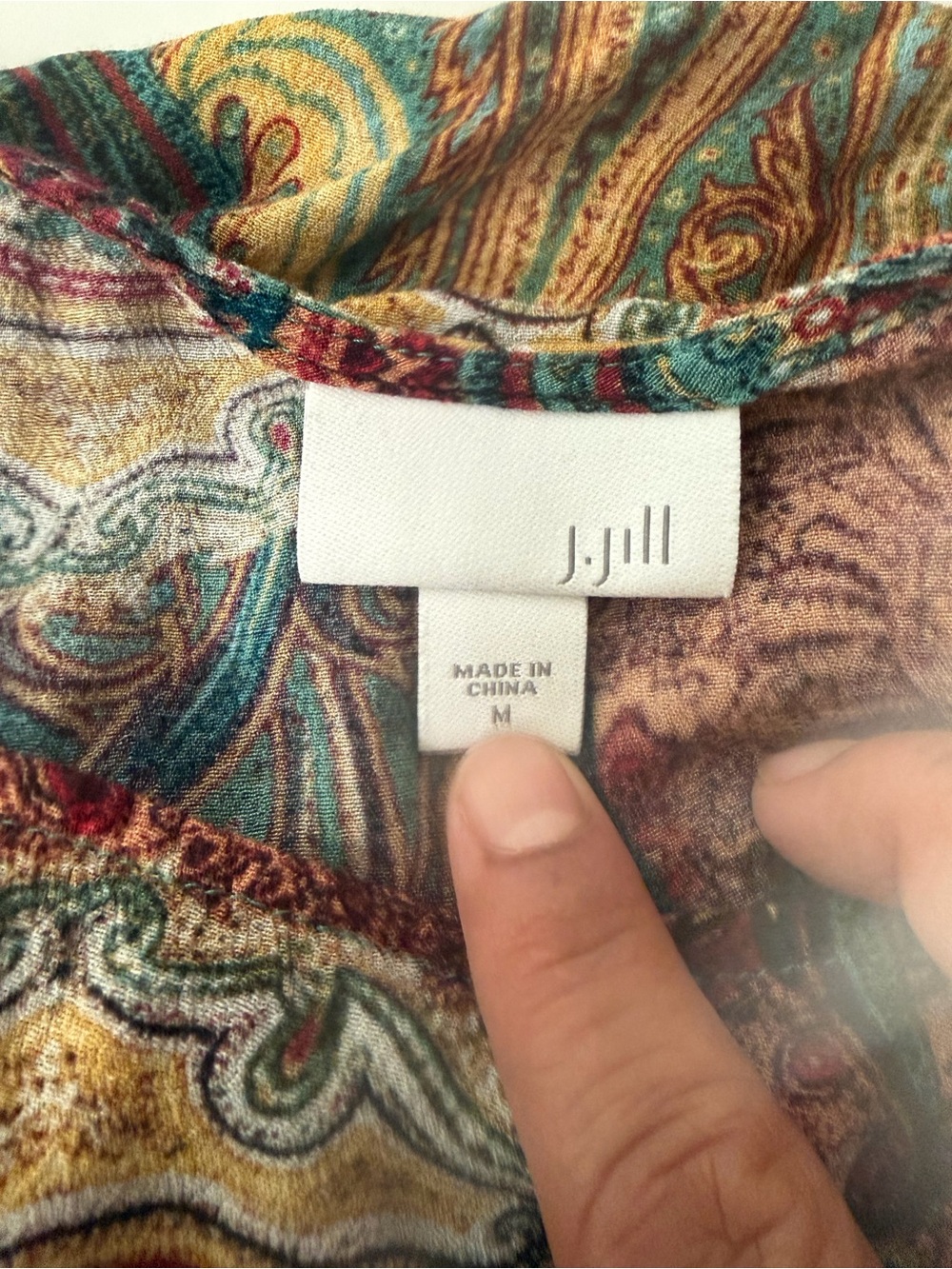 J. Jill Paisley Tank Top in Red, Teal & Cream Size Medium - Picture 8 of 10